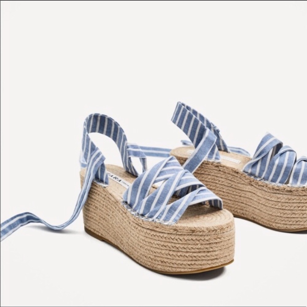 Zara Tie Up Jute Platform Espadrilles - Picture 2 of 7